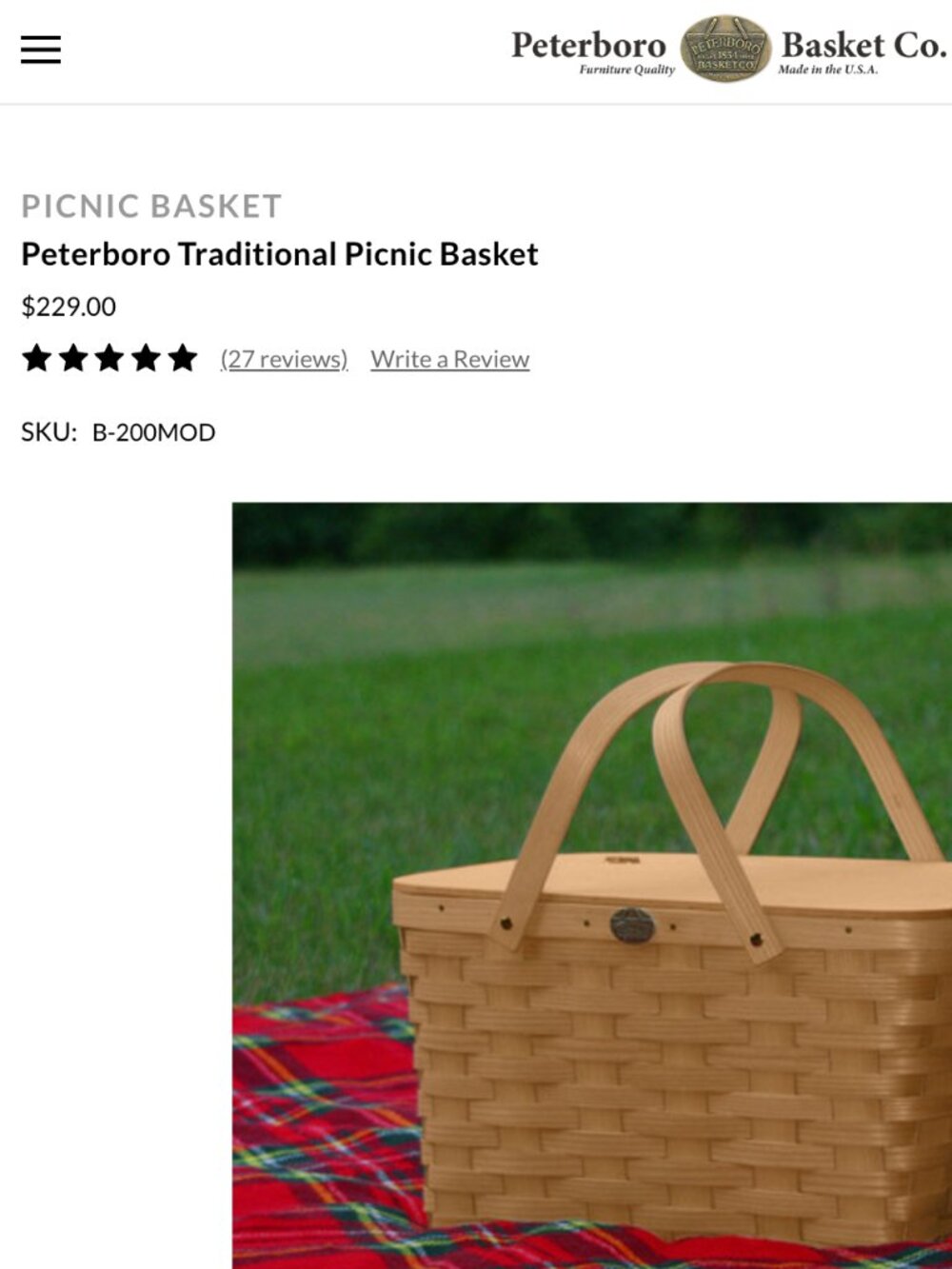 Peterboro Basket Co. Picnic Basket
